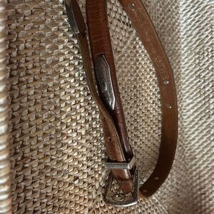 Brown Leather Belt with Silver ritz leather Buckle xxs